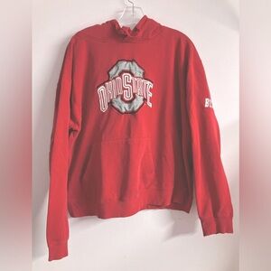 Ohio State University Men’s Pullover Tie Hoodie, XL, Faded Red/Gray, 🏈